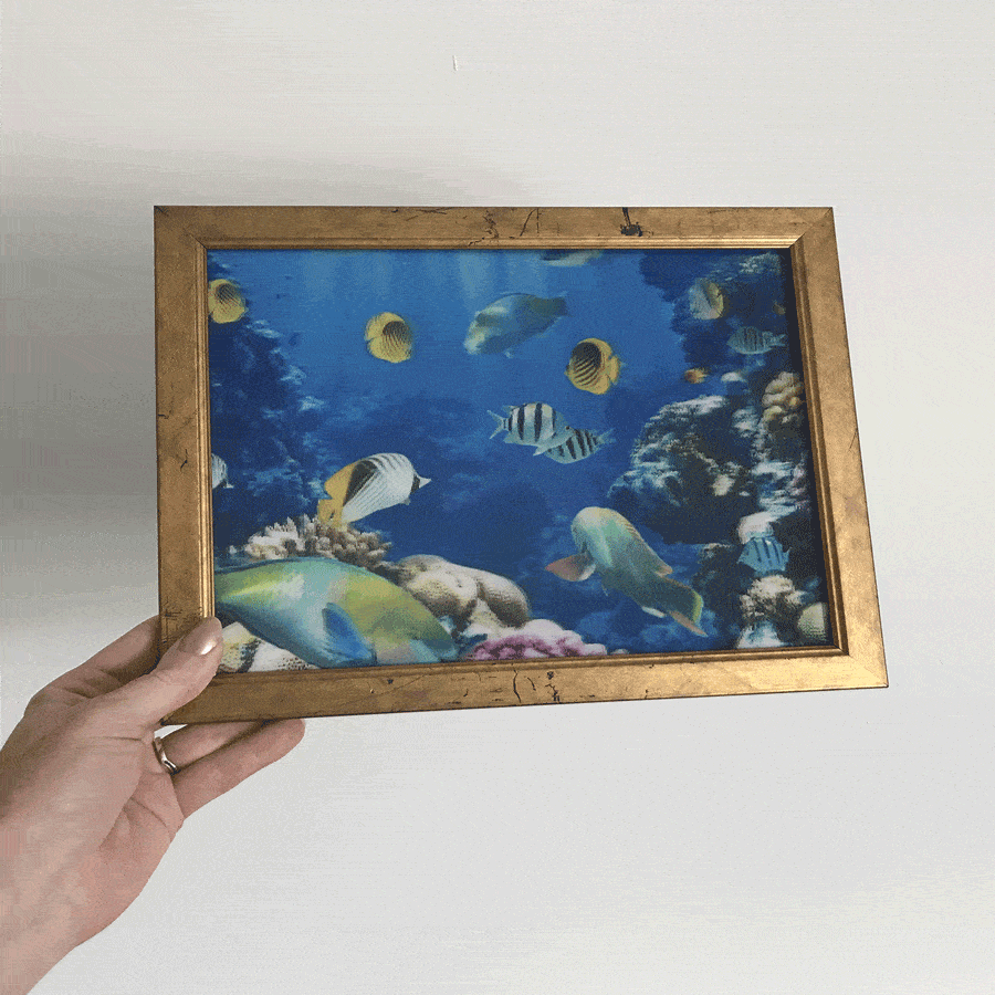 Deep 3D lenticular photo gift framed and ready to hang